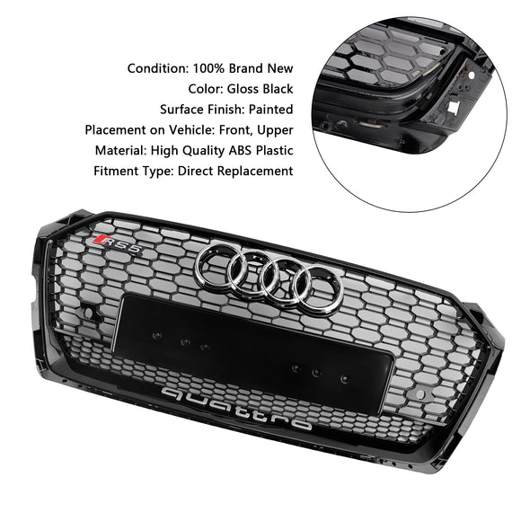 2017-2019 Audi A5 / A5 Sline / S5 RS5 Honeycomb Grill Front Bumper Sport Mesh Hex Black Grille