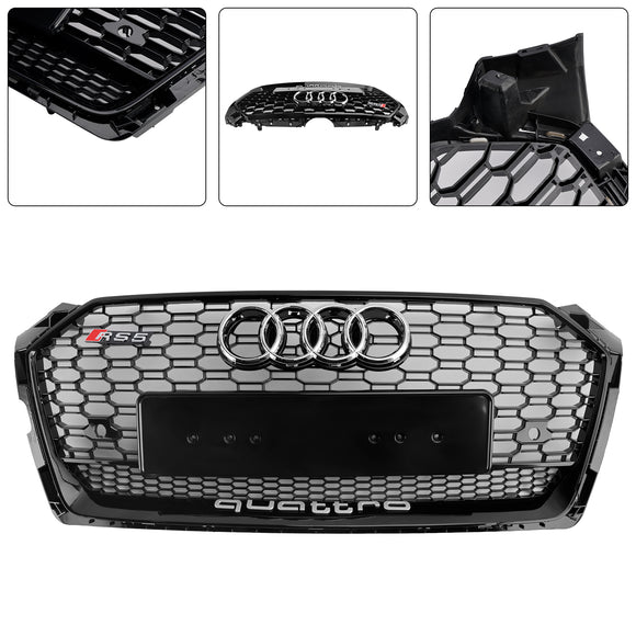2017-2019 Audi A5 / A5 Sline / S5 RS5 Honeycomb Grill Front Bumper Sport Mesh Hex Black Grille