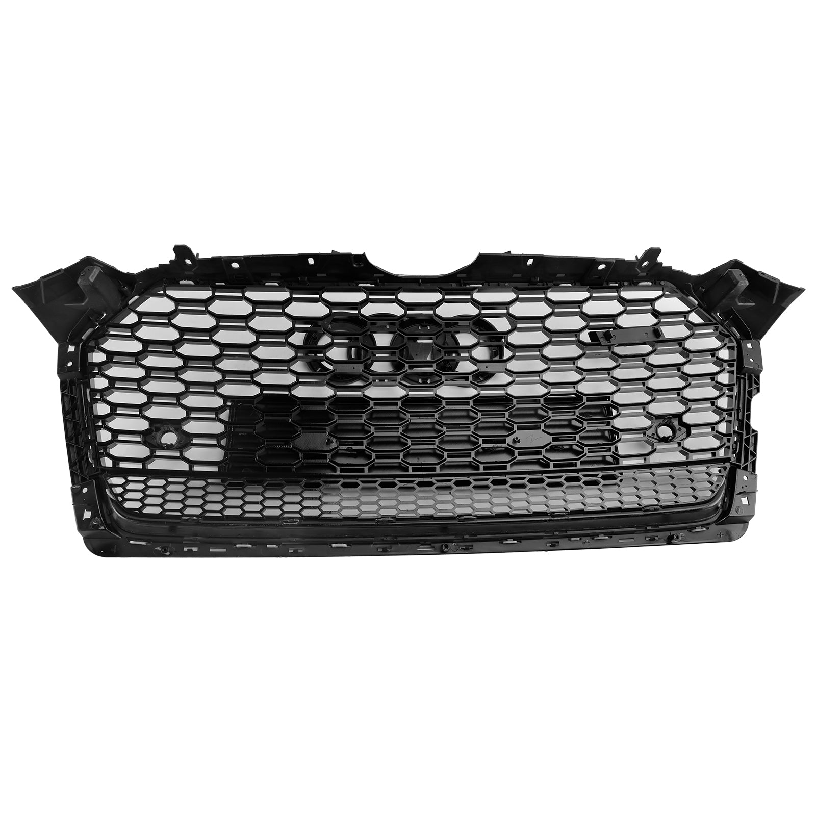 Audi A5 / A5 Sline / S5 2017 2018 2019 Honeycomb Front Glossy Black Grille RS Quattor Style Air Intake Radiator Mesh Grill W/ Rings Emblem