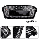 Audi A5 S5 B9 2017-2019 RS5 Estilo Sport Front Honeycomb Grille Preto Quattro Grill Com Anel Emblema-5