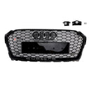 Audi A5 S5 B9 2017-2019 RS5 Estilo Sport Front Honeycomb Grille Preto Quattro Grill Com Anel Emblema-1