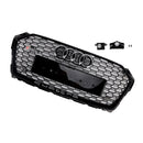 Audi A5 S5 B9 2017-2019 RS5 Estilo Sport Front Honeycomb Grille Preto Quattro Grill Com Anel Emblema-9