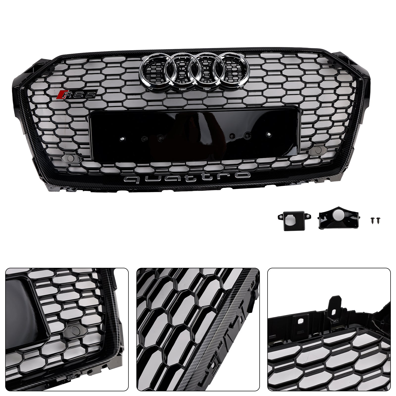 2017-2019 RS5 Style Sport Front Honeycomb Grill Grille Fit Audi A5 S5 B9