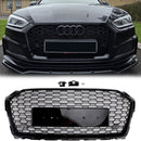 2017-2019 Audi A5/A5 Sline/S5 B9 Honeycomb Grill Ersättning RS5 Style Sport Mesh Hex Black Grille-3