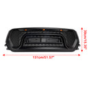 Dodge Ram 1500 2019-2024 Parrilla delantera estilo rebelde Parachoques delantero negro Parrilla superior en forma de panal con LED & Letra RAM-9