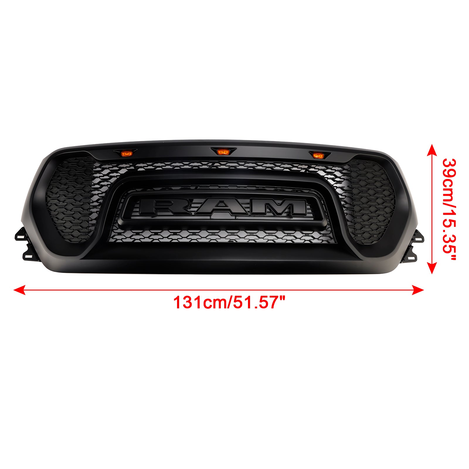Dodge Ram 1500 2019-2024 Rebel Style Front Grill Black Front Bumper Honeycomb Upper Grille W/ LED - 0