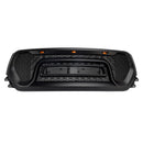 Dodge Ram 1500 2019-2024 Parrilla delantera estilo rebelde Parachoques delantero negro Parrilla superior en forma de panal con LED & Letra RAM-10