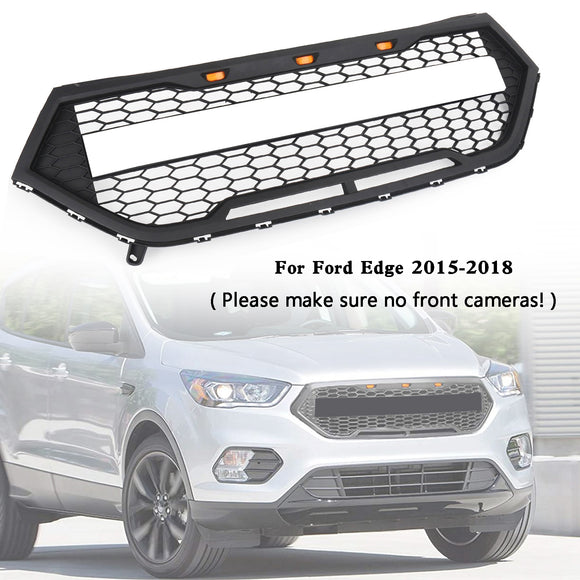 Griglia per paraurti anteriore superiore Ford Edge SE/SEL/Titanium/Sport 2015-2018 Griglia nera stile Raptor con lettera FORD