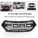 2015-2018 Ford Edge SE/SEL/Titanium/Sport Front Upper Bumper Grill Black Raptor Style Grille-6