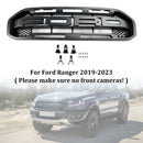 Ford Ranger 2019-2023 Grille de pare-chocs avant Raptor/Nid d'abeille/Grille noire de style maille avec 3 lumières LED blanches-25