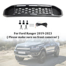 Ford Ranger 2019-2023 Grille de pare-chocs avant Raptor/Nid d'abeille/Grille noire de style maille avec 3 lumières LED blanches-14