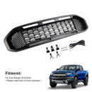 Ford Ranger 2019-2023 Grille de pare-chocs avant Raptor/Nid d'abeille/Grille noire de style maille avec 3 lumières LED blanches-16