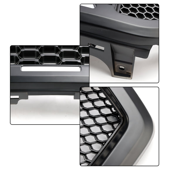 Ford Ranger 2019-2023 Grille de pare-chocs avant Raptor/Nid d'abeille/Grille noire de style maille avec 3 lumières LED blanches