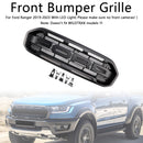 2019-2023 Ford Ranger Raptor Style Grille Front Bumper Replacement Black Grill W/ Yellow LED Light-15