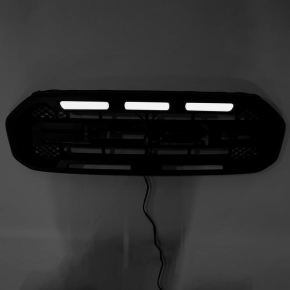 2019-2023 Ford Ranger Raptor Style Grille Front Bumper Replacement Black Grill W/ Yellow LED Light