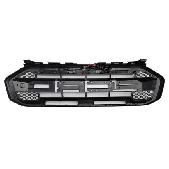 2019-2023 Ford Ranger Raptor Style Grille Front Bumper Replacement Black Grill W/ Yellow LED Light