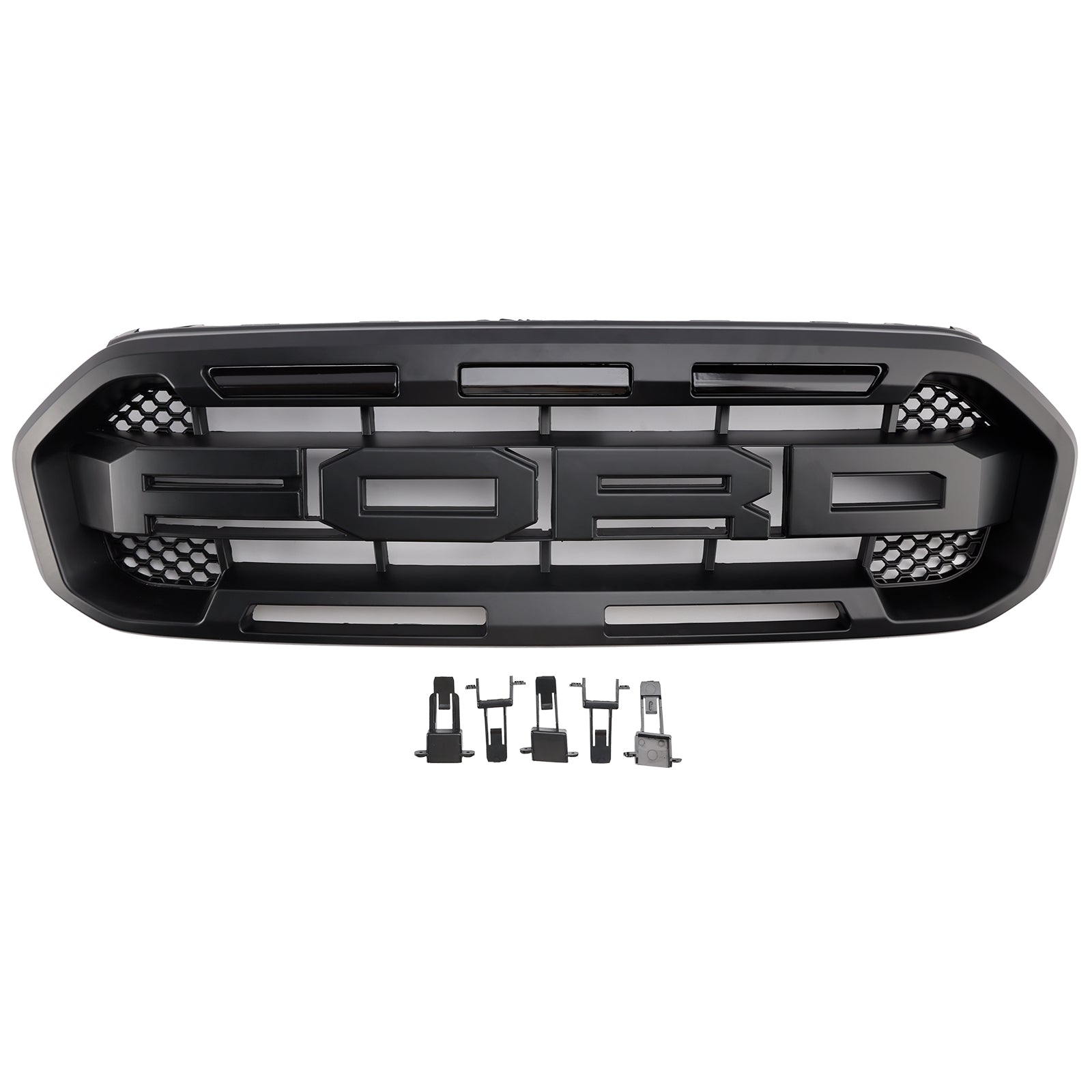 Raptor Grille For Ford Ranger 2019-2023 Front Bumper Replacement Grill W/ Yellow LED Light