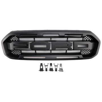 Griglia nera sostitutiva per paraurti anteriore Ford Ranger Raptor 2019-2023 con luce LED gialla