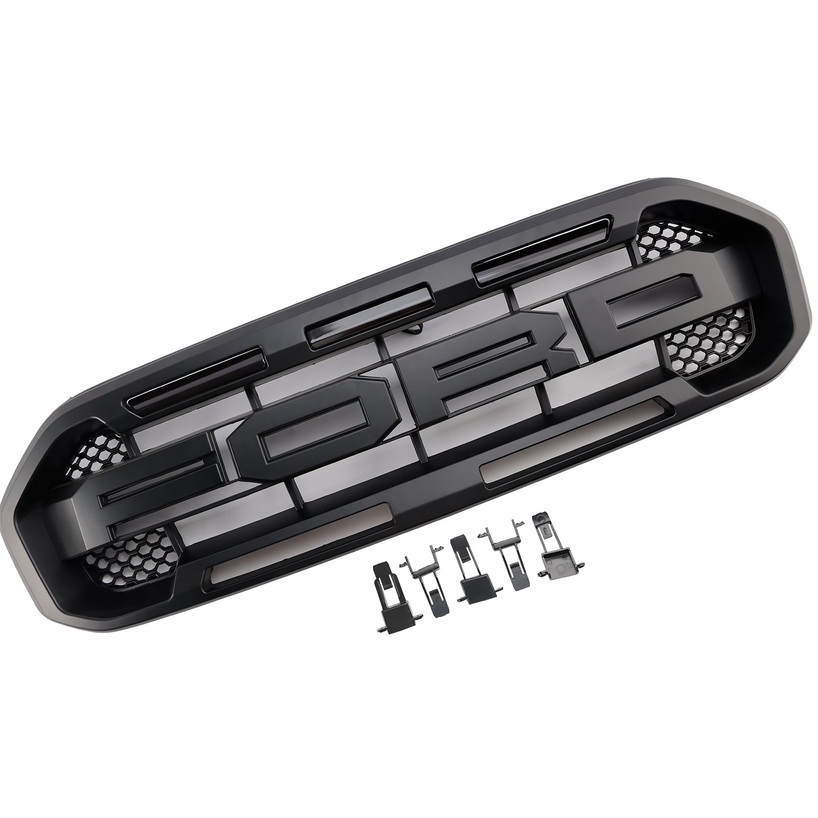 Raptor Grille For Ford Ranger 2019-2023 Front Bumper Replacement Grill W/ Yellow LED Light
