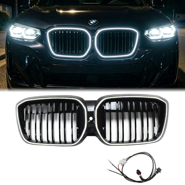 2021-2025 BMW iX3 G08 Double Slat LED Grill Noir Calandre De Remplacement De Rein Avant