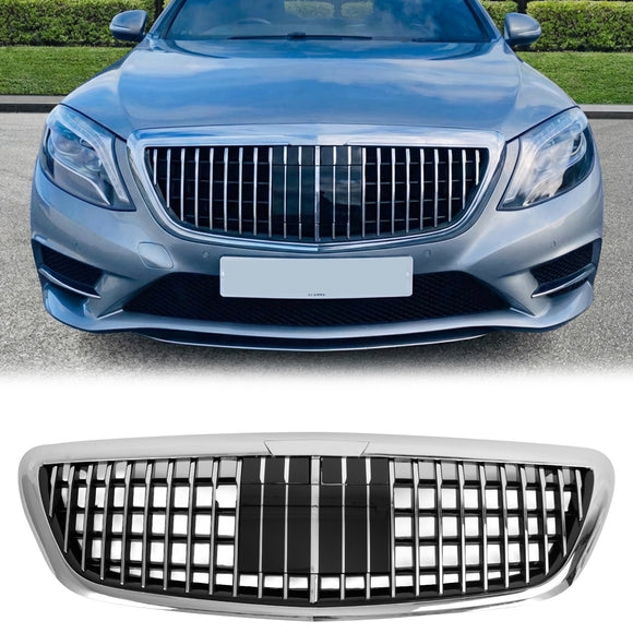 Mercedes-Benz Clase S W222 Parrilla delantera estilo Maybach cromada de repuesto para parachoques (2014-2020)