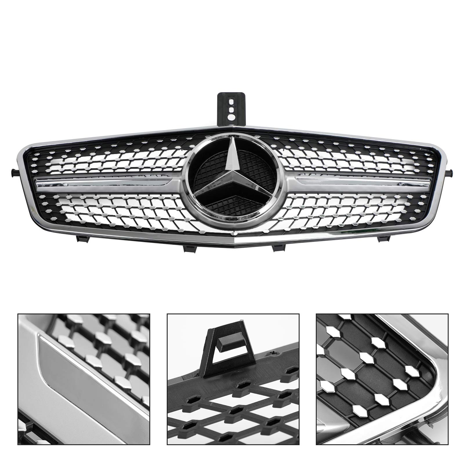 Parrilla delantera con diseño de diamante AMG para Mercedes Benz W212 Clase E E200 E220 E350 E500 E63 2009-2013