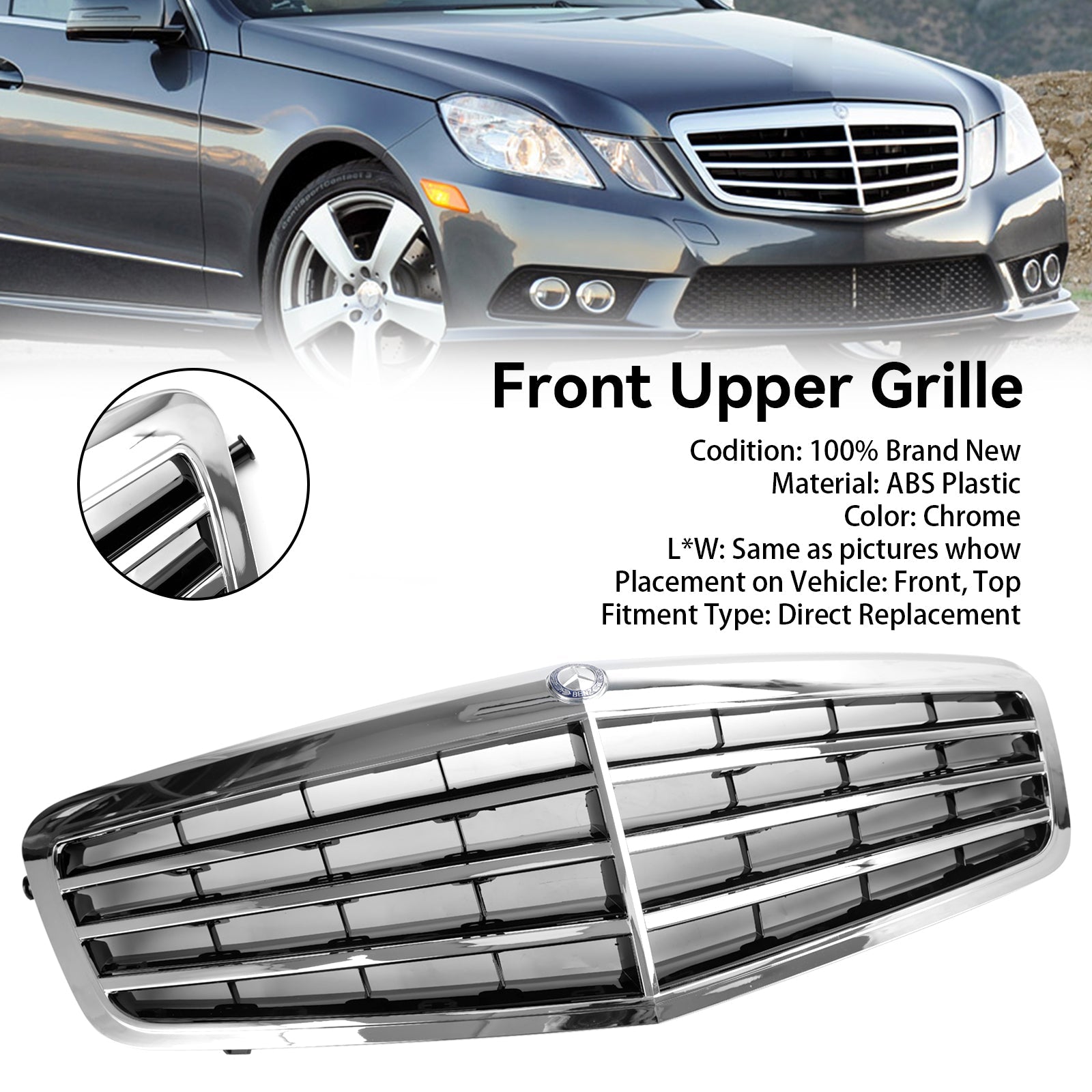 Grille de calandre avant chromée Mercedes-Benz Classe E W212 E350 E550 E63 AMG 2009-2013