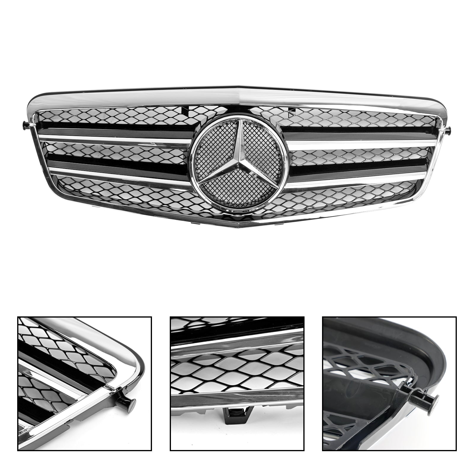 Parrilla delantera cromada para parachoques de Mercedes-Benz Clase E W212 E200 E220 E350 E550 E63 AMG 2009.9-2013.2