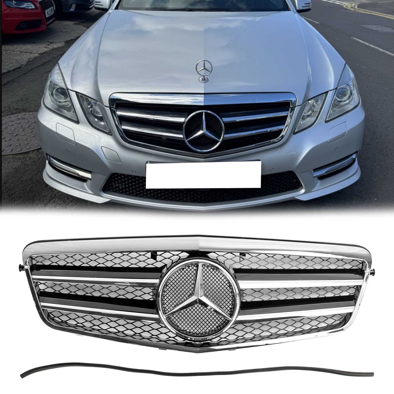 Parrilla delantera cromada para parachoques de Mercedes-Benz Clase E W212 E200 E220 E350 E550 E63 AMG 2009.9-2013.2