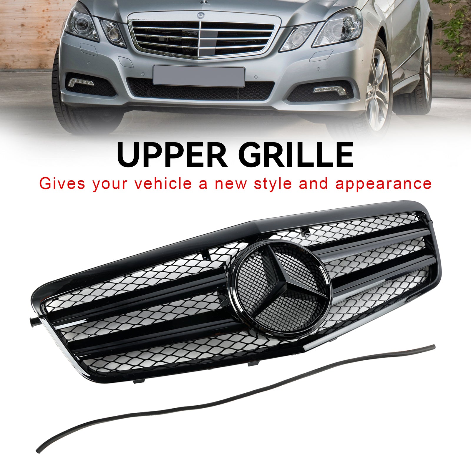 Grille de pare-chocs avant noire pour Mercedes-Benz Classe E 2009 2010 2011 2012 2013 W212 E200 E220 E350 E550 E63