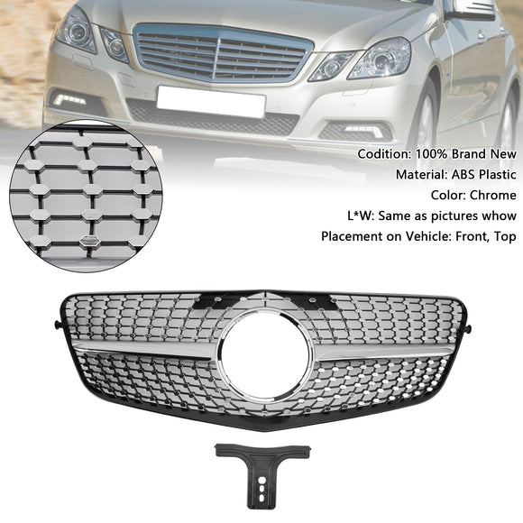 Mercedes Benz Clase E 2010-2013 W212 Reemplazo de parachoques delantero con parrilla estilo diamante, rejilla cromada