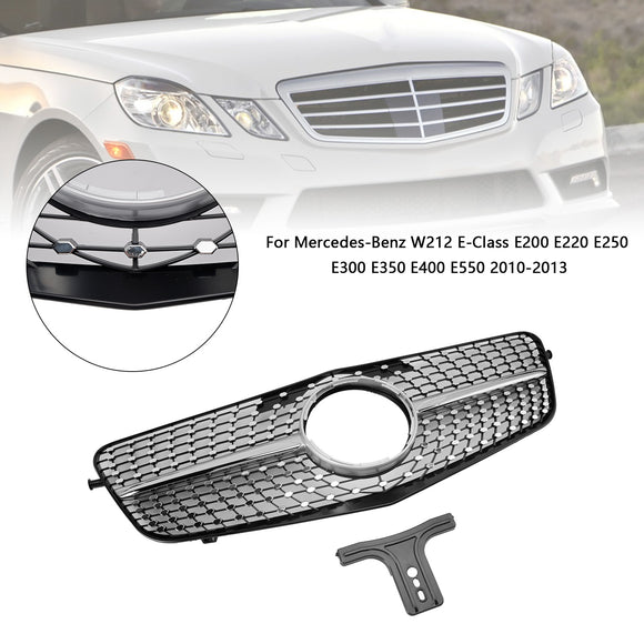 Mercedes Benz Clase E 2010-2013 W212 Reemplazo de parachoques delantero con parrilla estilo diamante, rejilla cromada