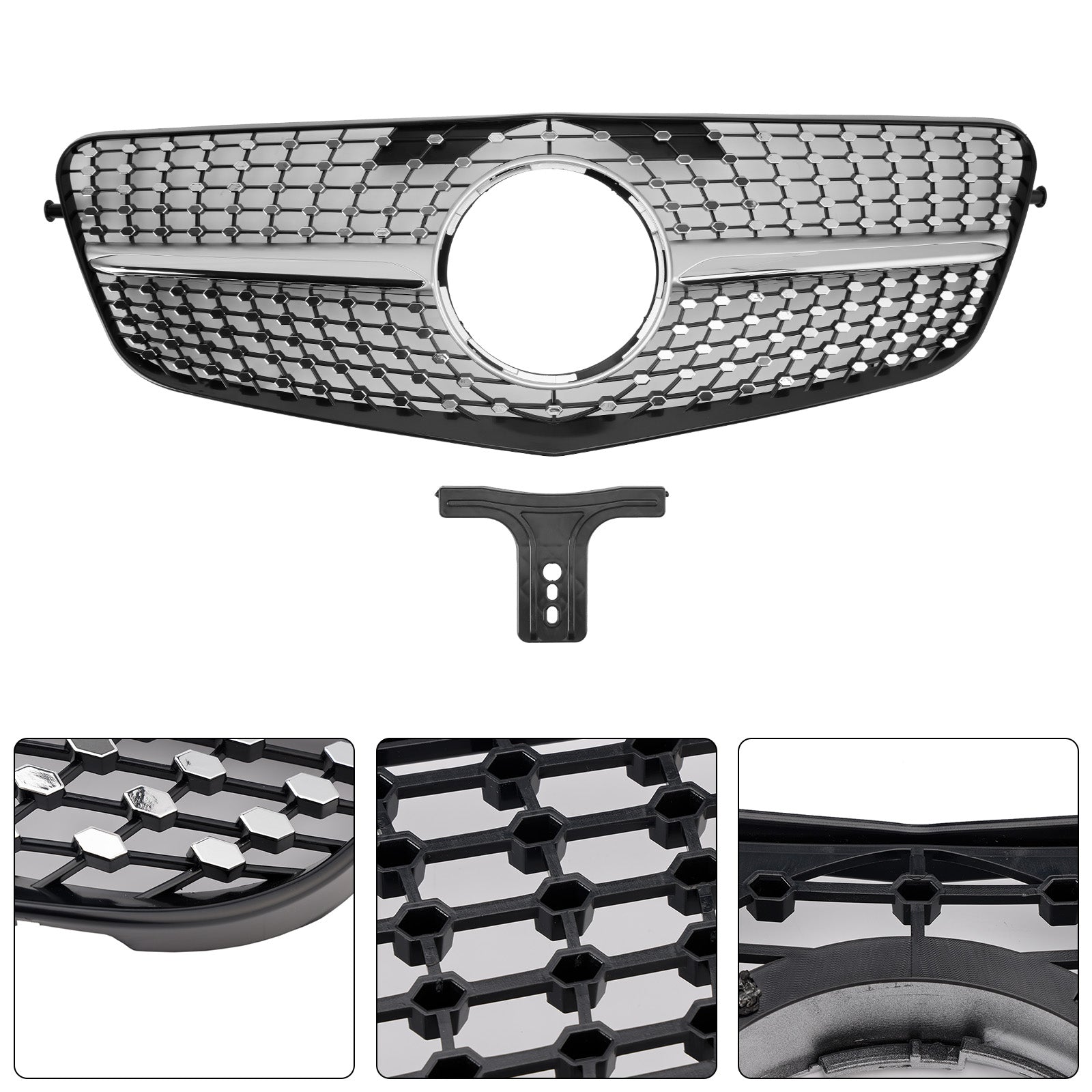 2010-2013 Mercedes Benz E class W212 Diamond Style Grill Front Bumper Replacement Chrome Grille