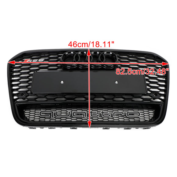 RS6 Honeycomb Grille For Audi A6 / A6 Sline / S6 C7 2012-2015 Front Bumper With Emblem Mesh Black Grill With Quattro Letter