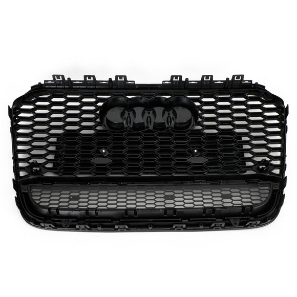 RS6 Honeycomb Grille For Audi A6 / A6 Sline / S6 C7 2012-2015 Front Bumper With Emblem Mesh Black Grill With Quattro Letter