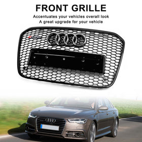 Parrilla de repuesto para parrilla Audi 2012-2015 A6 S6 C7, estilo RS6, malla frontal en forma de panal, color negro - 0