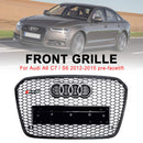 Parrilla de repuesto para parrilla Audi 2012-2015 A6 S6 C7, estilo RS6, malla frontal en forma de panal, color negro-3