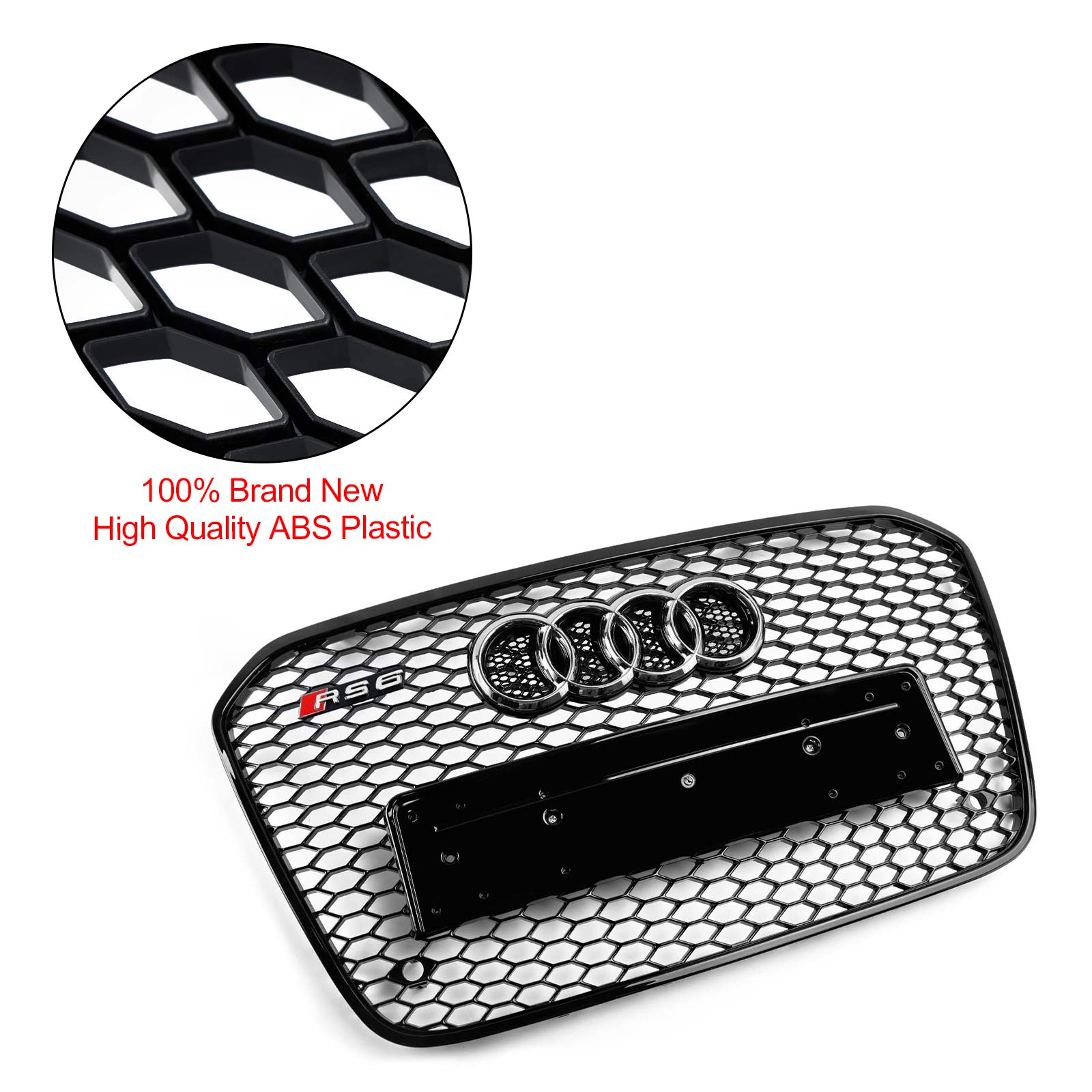 Audi 2012-2015 A6 S6 C7 Grill Replacement RS6 Style Front Mesh Honeycomb Black Grill