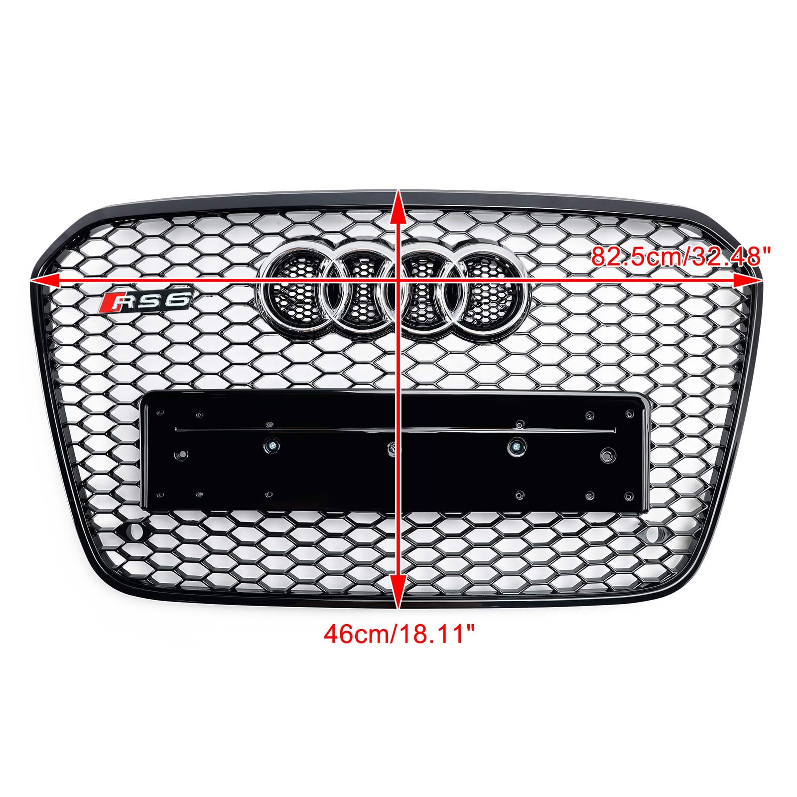 Audi 2012-2015 A6 S6 C7 Grill Replacement RS6 Style Front Mesh Honeycomb Black Grill