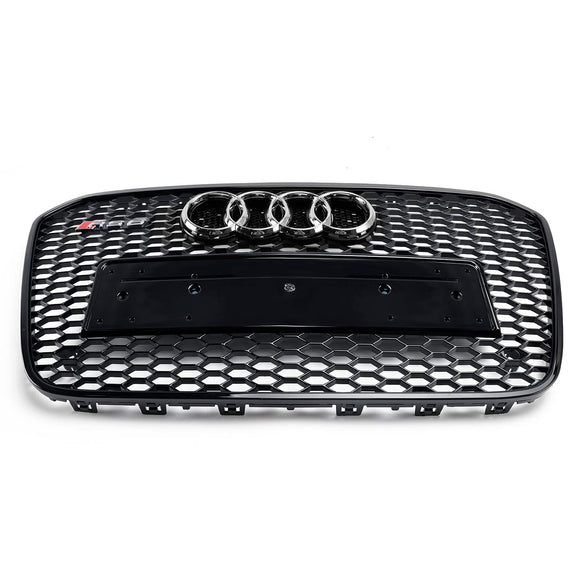 Parrilla de repuesto para parrilla Audi 2012-2015 A6 S6 C7, estilo RS6, malla frontal en forma de panal, color negro