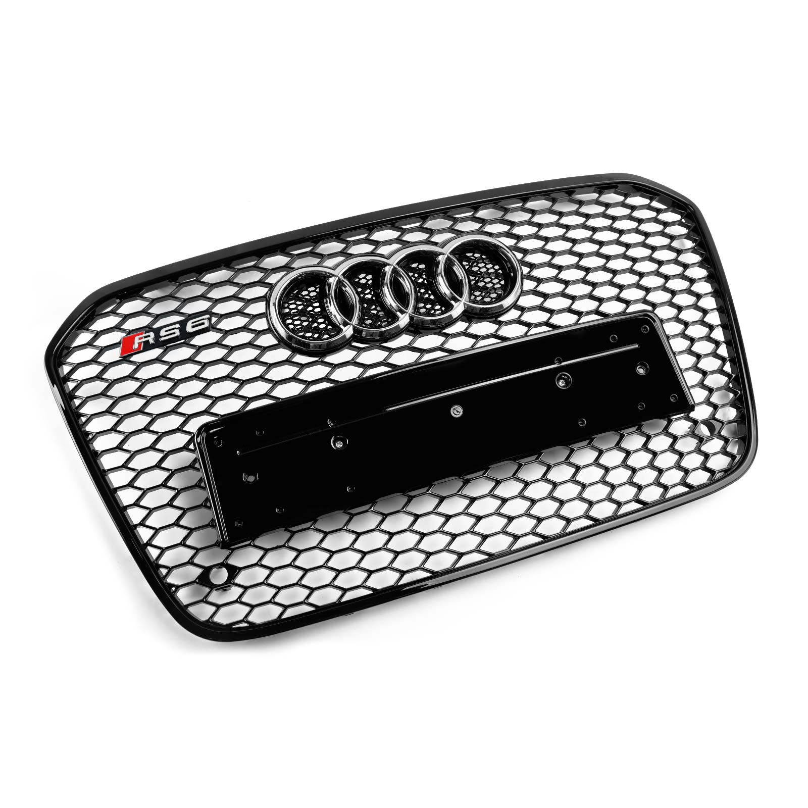 Reemplazo de parrilla delantera de malla tipo panal de abeja negra estilo RS6 para Audi 2012-2015 A6 S6 C7