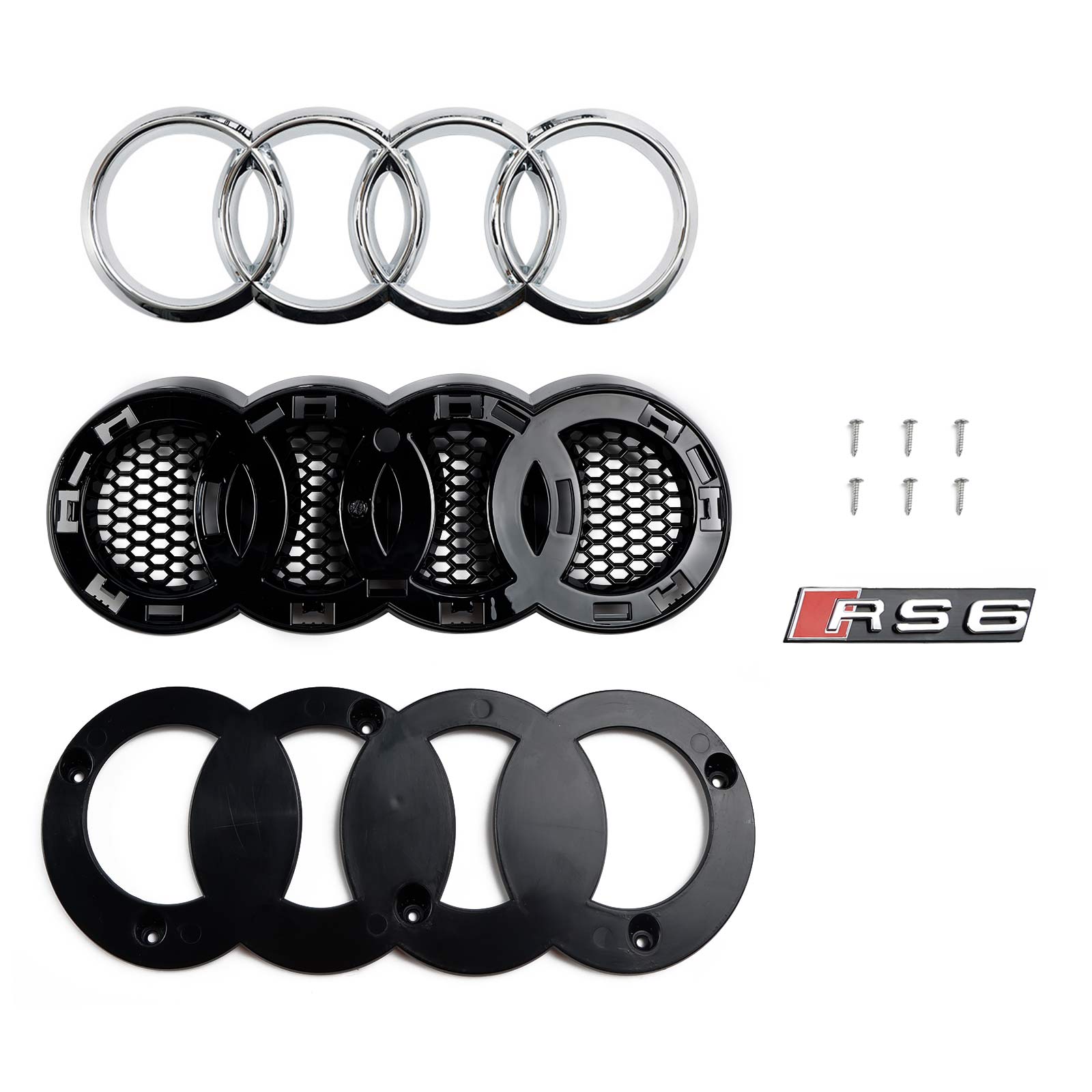 Reemplazo de parrilla delantera de malla tipo panal de abeja negra estilo RS6 para Audi 2012-2015 A6 S6 C7