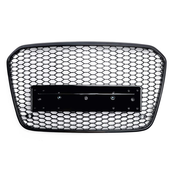 Parrilla de repuesto para parrilla Audi 2012-2015 A6 S6 C7, estilo RS6, malla frontal en forma de panal, color negro