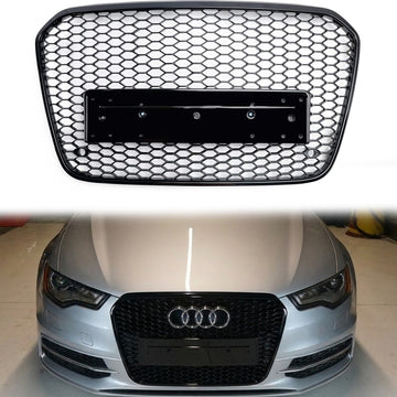 2012-2015 Audi A6 / A6 Sline / S6 Honeycomb RS6 Style Grille Front Bumper Mesh Replacement Black Grill