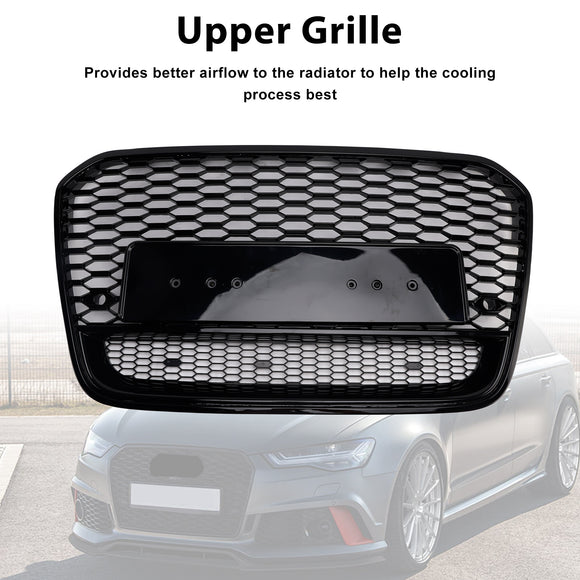 2012-2015 Audi A6/A6 Sline/S6 Honeycomb RS6 Style Grille Parachoques delantero Malla Reemplazo Parrilla negra