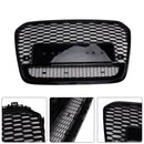 RS6 Honeycomb Grille For Audi A6 / A6 Sline / S6 C7 2012-2015 Front Bumper With Emblem Mesh Black Grill With Quattro Letter-5