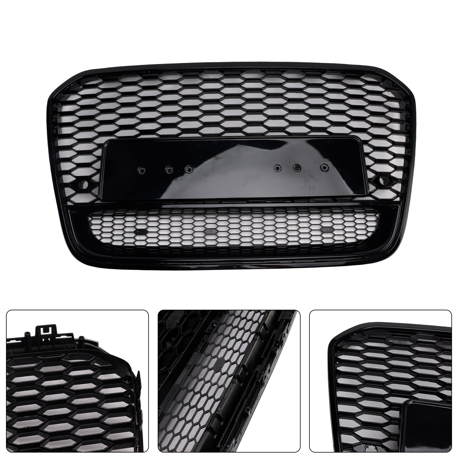 Parrilla de repuesto para parrilla Audi 2012-2015 A6 S6 C7, estilo RS6, malla frontal en forma de panal, color negro