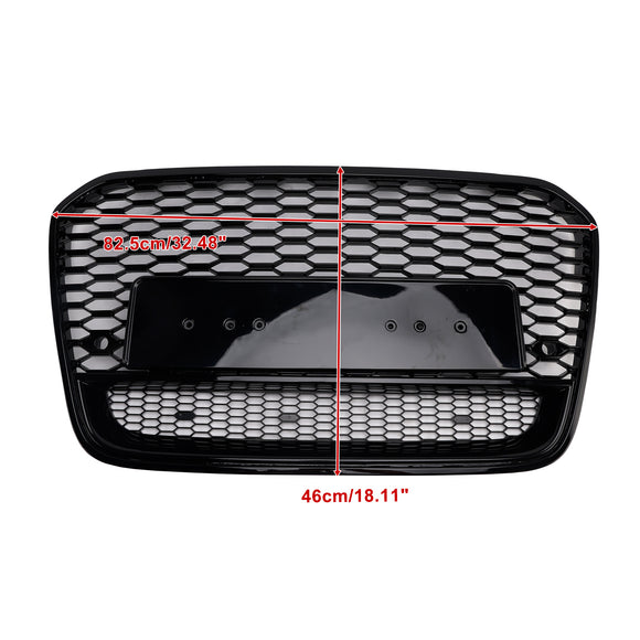 RS6 Honeycomb Grille For Audi A6 / A6 Sline / S6 C7 2012-2015 Front Bumper With Emblem Mesh Black Grill With Quattro Letter