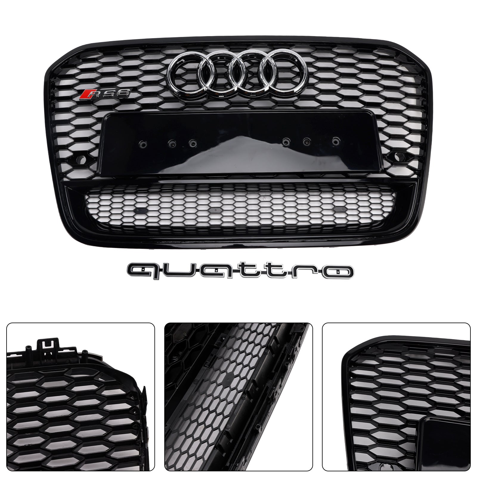 Audi A6/S6 C7 2012-2015 RS6 Quattro stile griglia a nido d'ape paraurti anteriore griglia nera con emblema d'argento