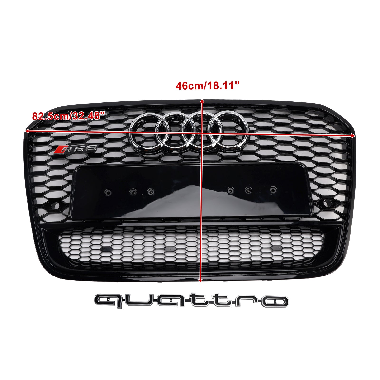 2012-2015 Audi A6 / S6 C7 RS6 Quattro Style Honeycomb Grille Front Bumper Black Grill With Ring Emblem